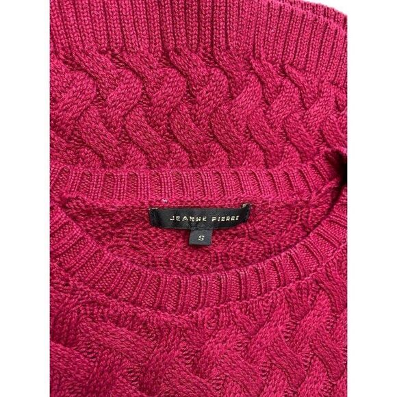 Jeanne Pierre Sweater Top Women's SMALL Dark‎ Red Cable Knit Crewneck Cotton NEW - Picture 9 of 9
